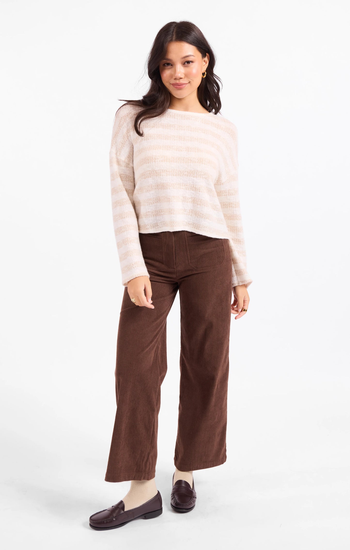 Billie Stripe Brushed Crewneck Top