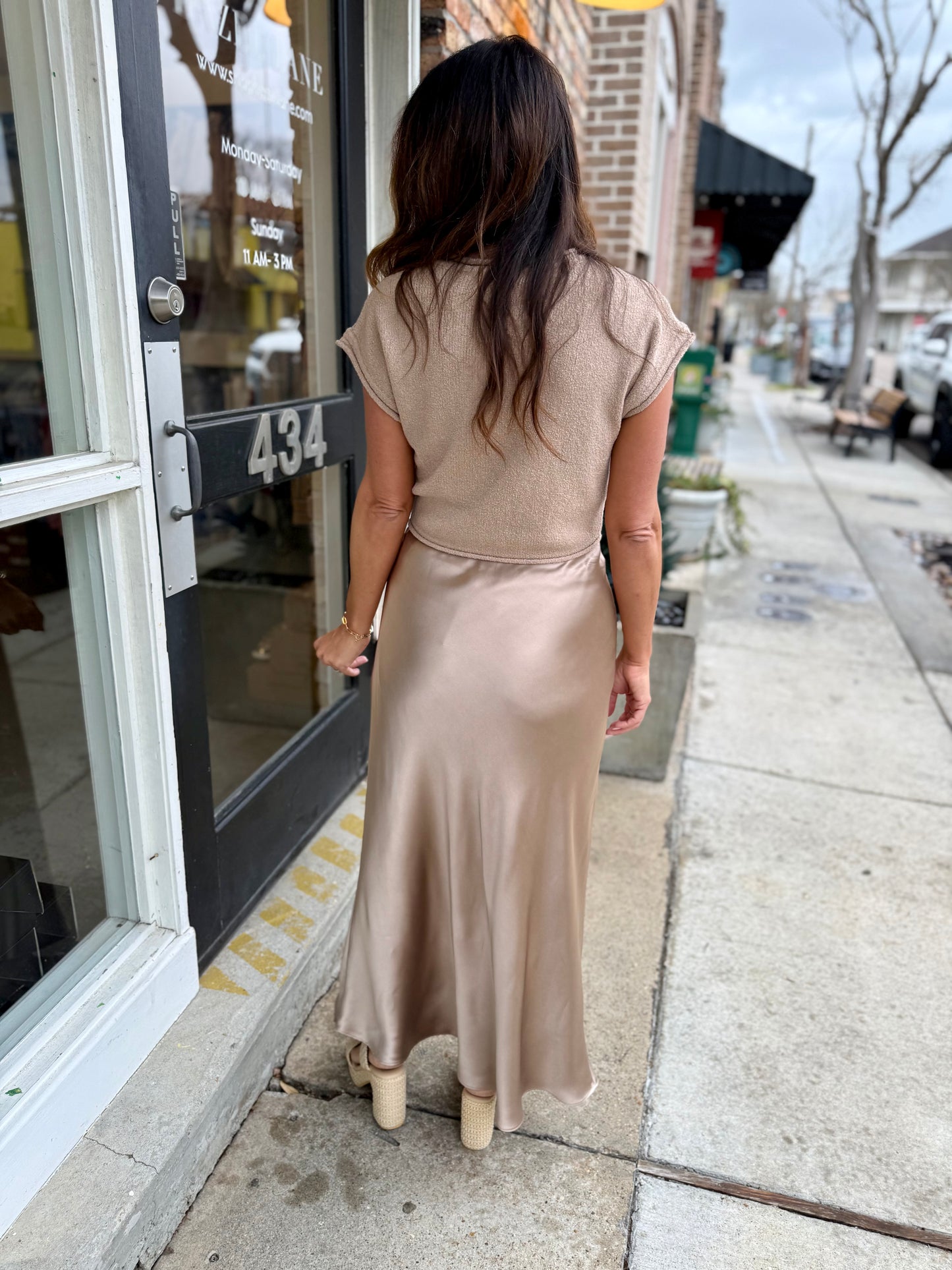 Deano Satin Maxi Skirt- Dark Taupe