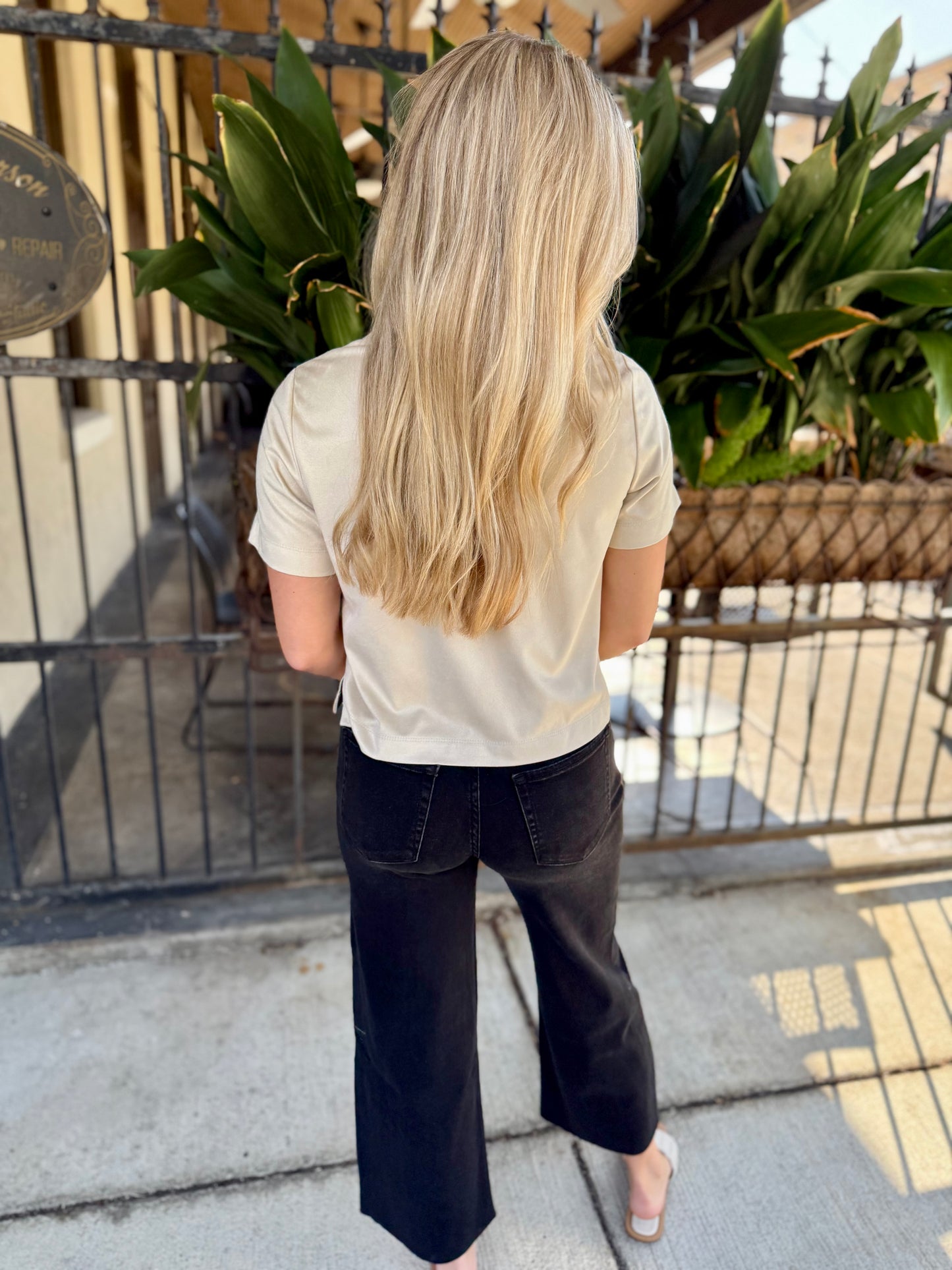 Ezra Suede Top- Bone