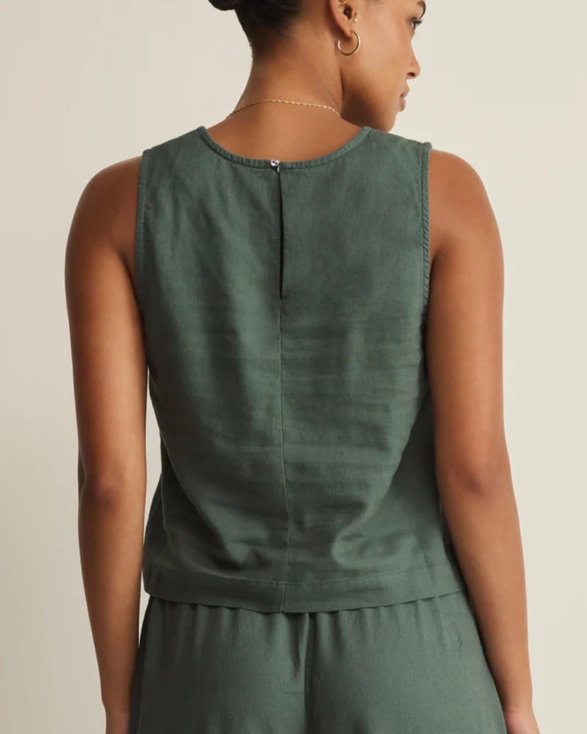 Z Supply Sloane Linen Tank- Everglade