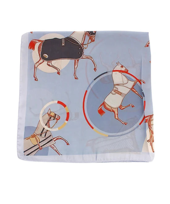 Bandana Scarf- Lt Blue Horse