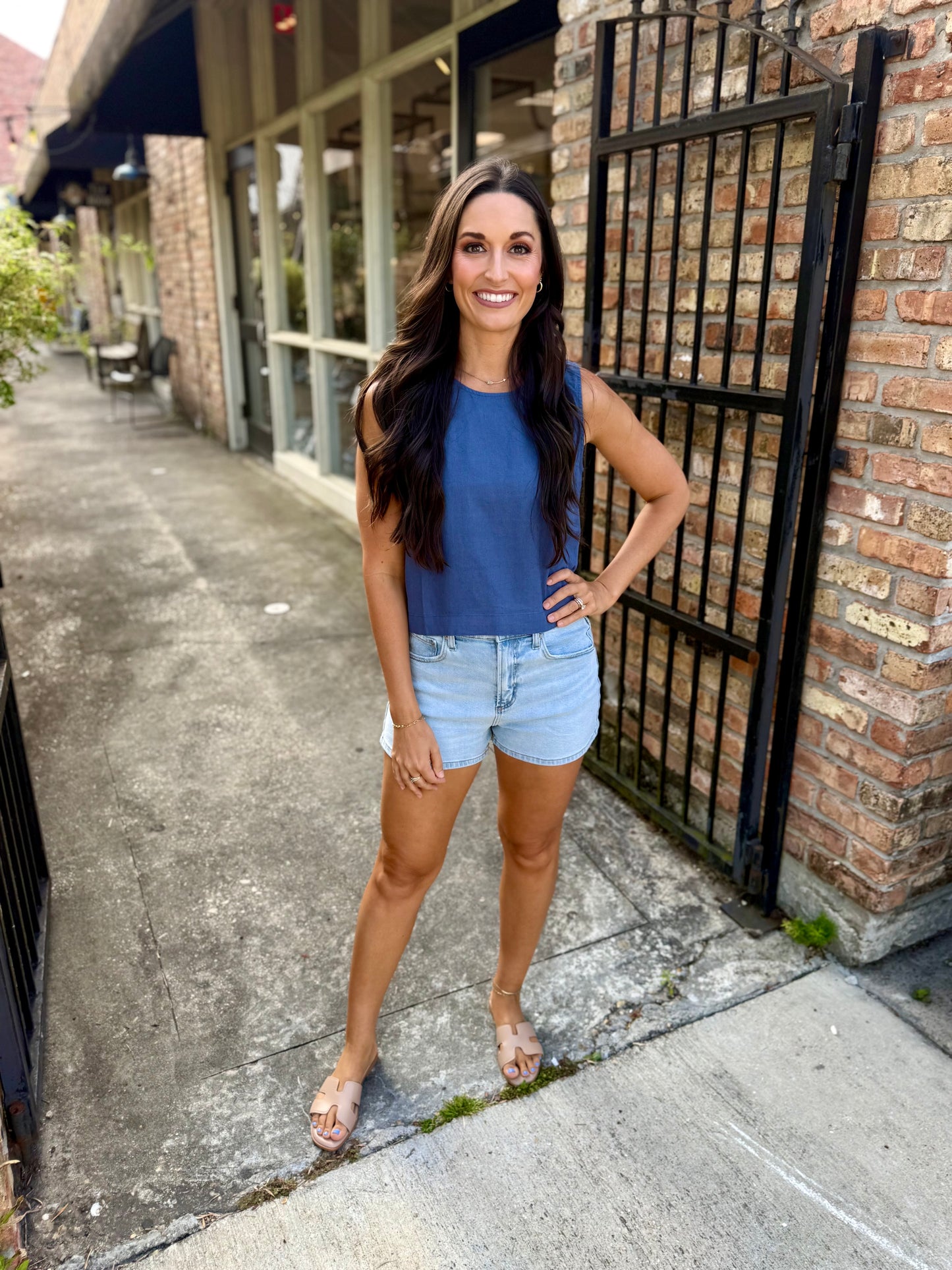 Z Supply Sloane Linen Tank- Vintage Indigo