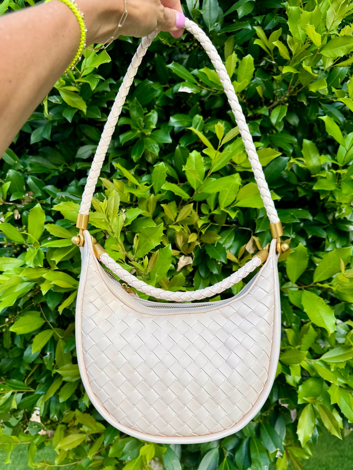 Keely Mini Woven Hobo- Cream