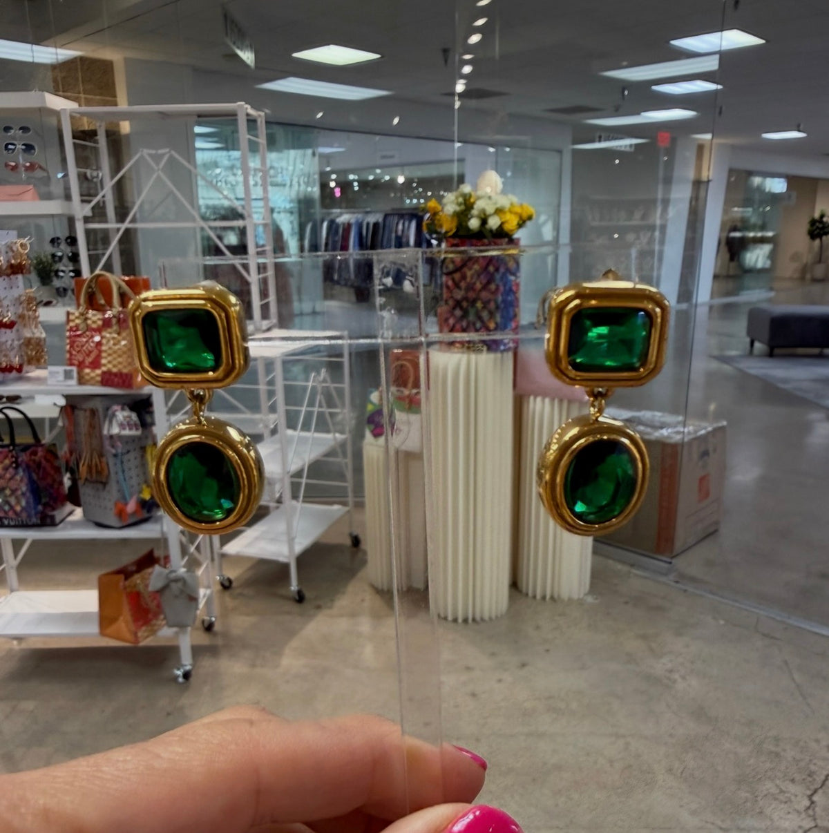Ivanna Drop Earrings- Emerald