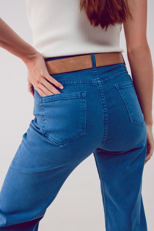 Dani Cropped Wide Leg Denim- Blue