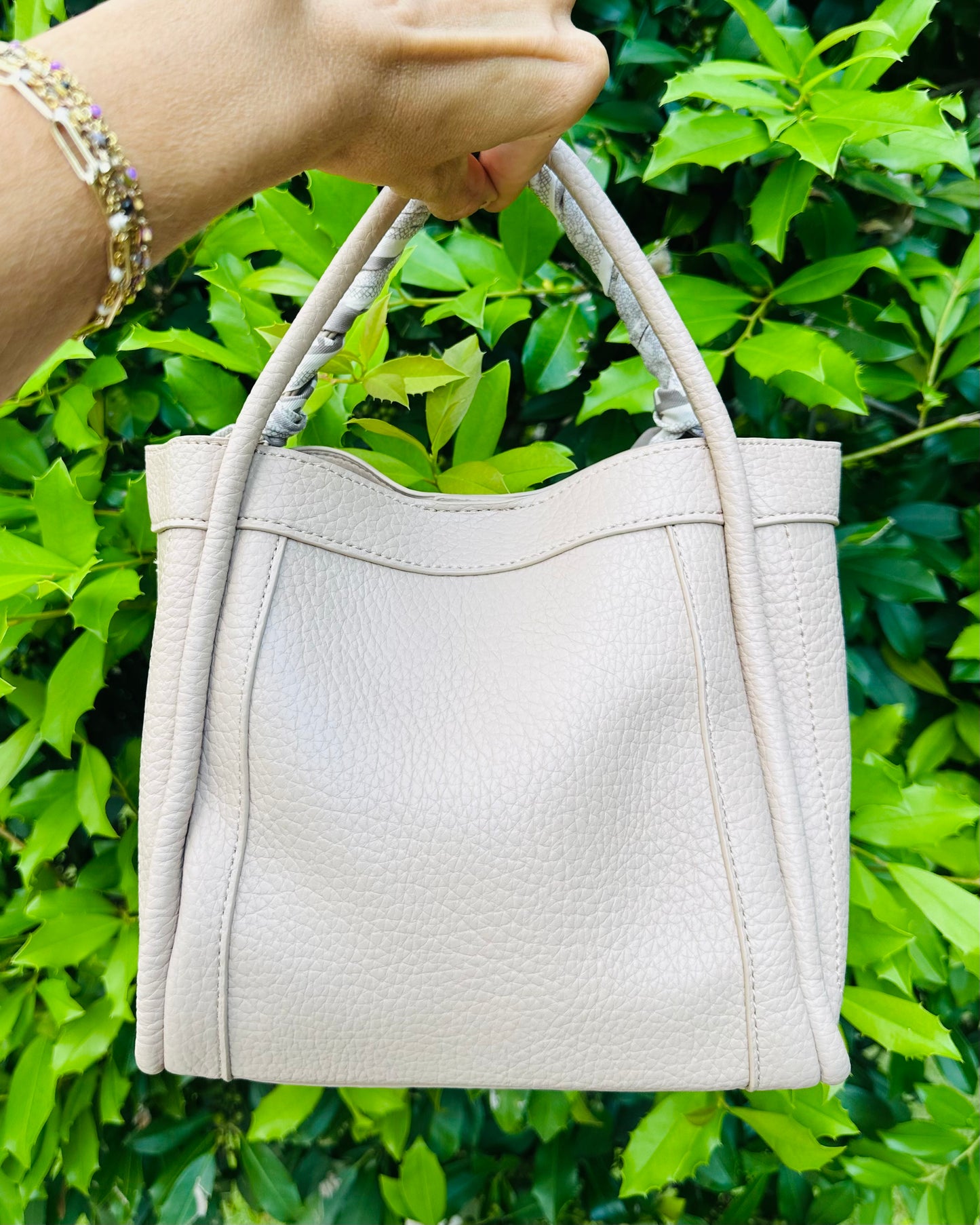 Gina Faux Leather Medium Bag- Beige