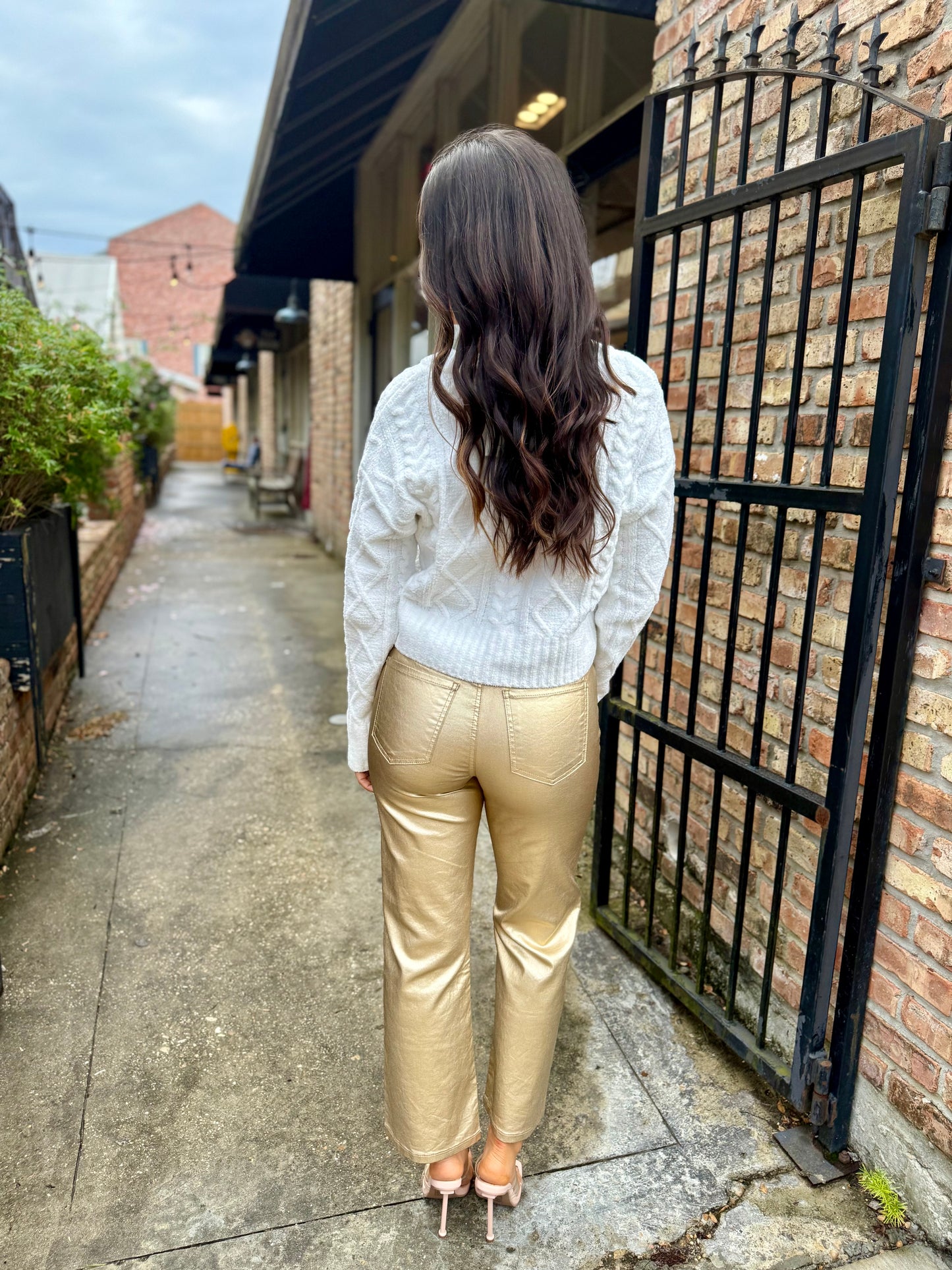 Charlotte (Gold) HR Wide Leg Denim- Gold