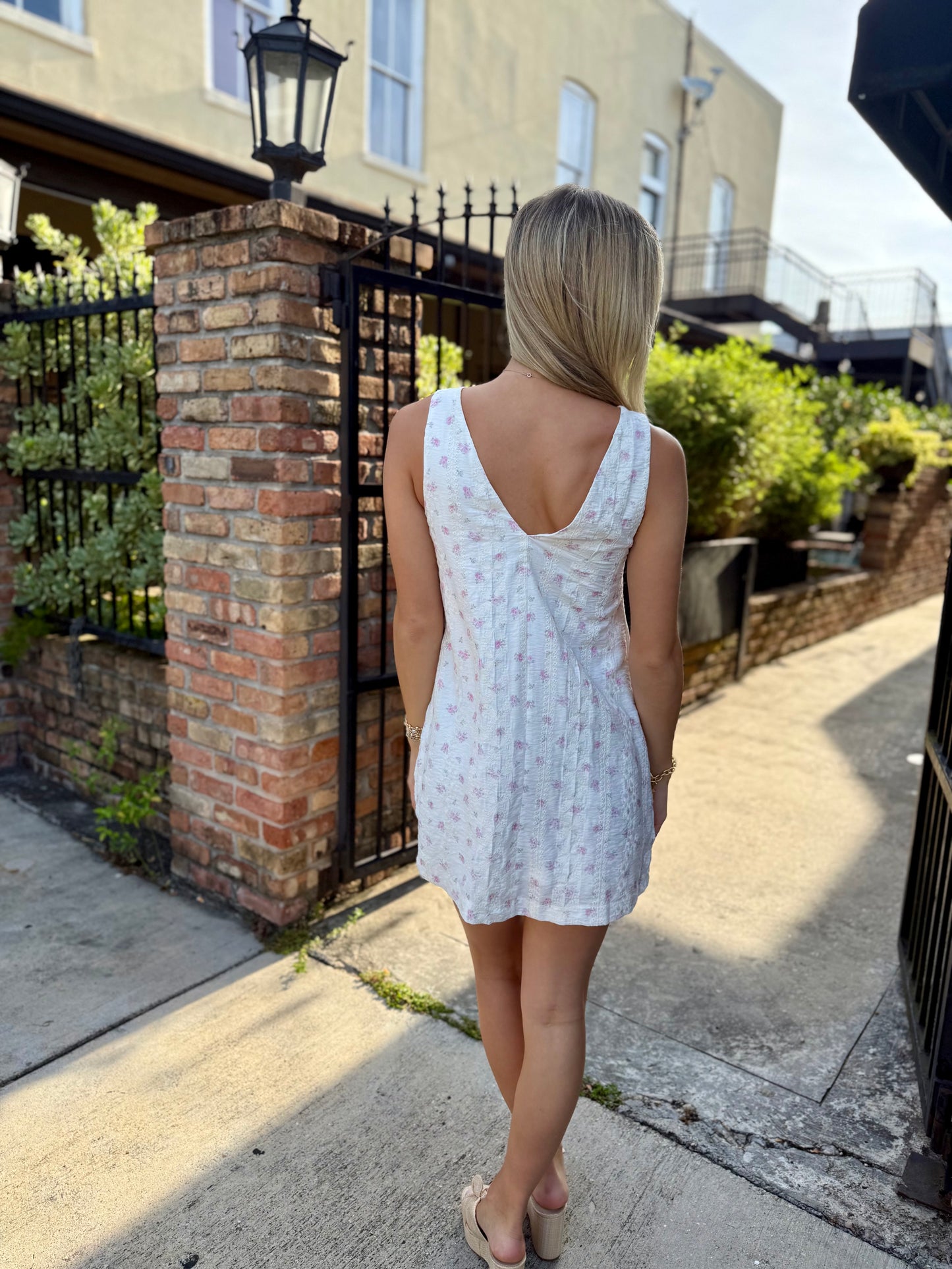 Ditsy Eyelet Mini Dress- Pink Pop