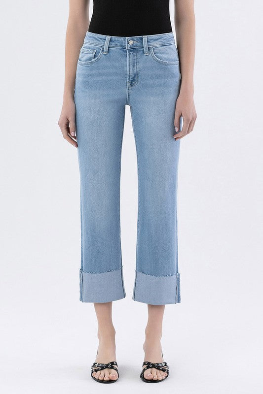 Jude (Victoria) HR Cuffed Straight Denim- Lt. Blue