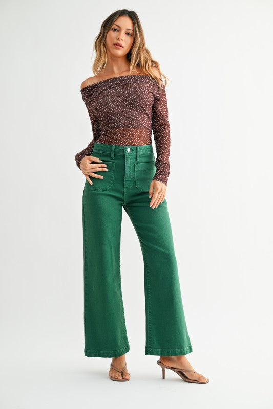 Patch Pocket Wide Leg- Green