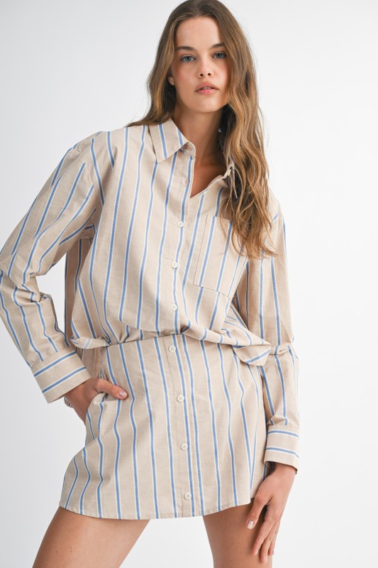 Pin Stripe 2 PC Set- Lt Taupe