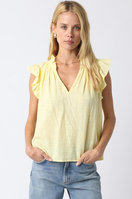 Emilie Ruffle Sleeve Blouse- Butter