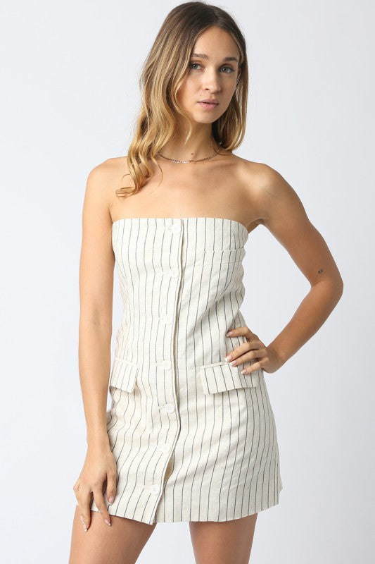 Trinity Striped Button Dress- Melange