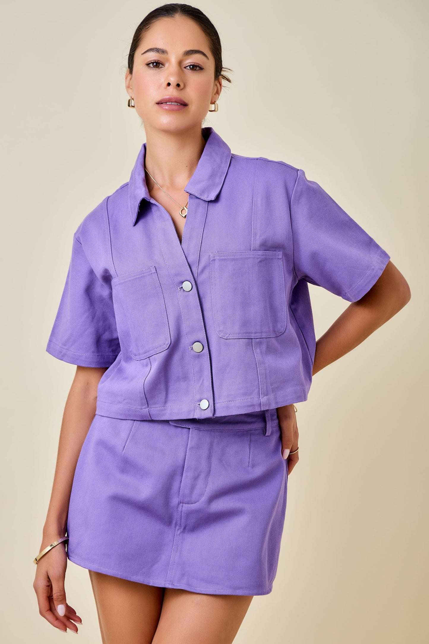 Mulkey Boxy Top- Purple