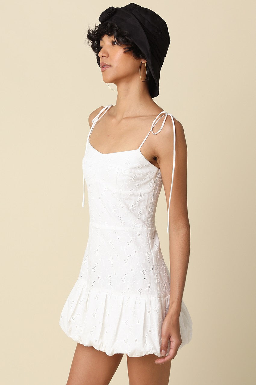 Charis Mini Bubble Dress- White