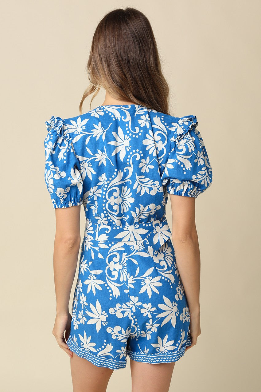 Amara Floral Puff Sleeve Romper