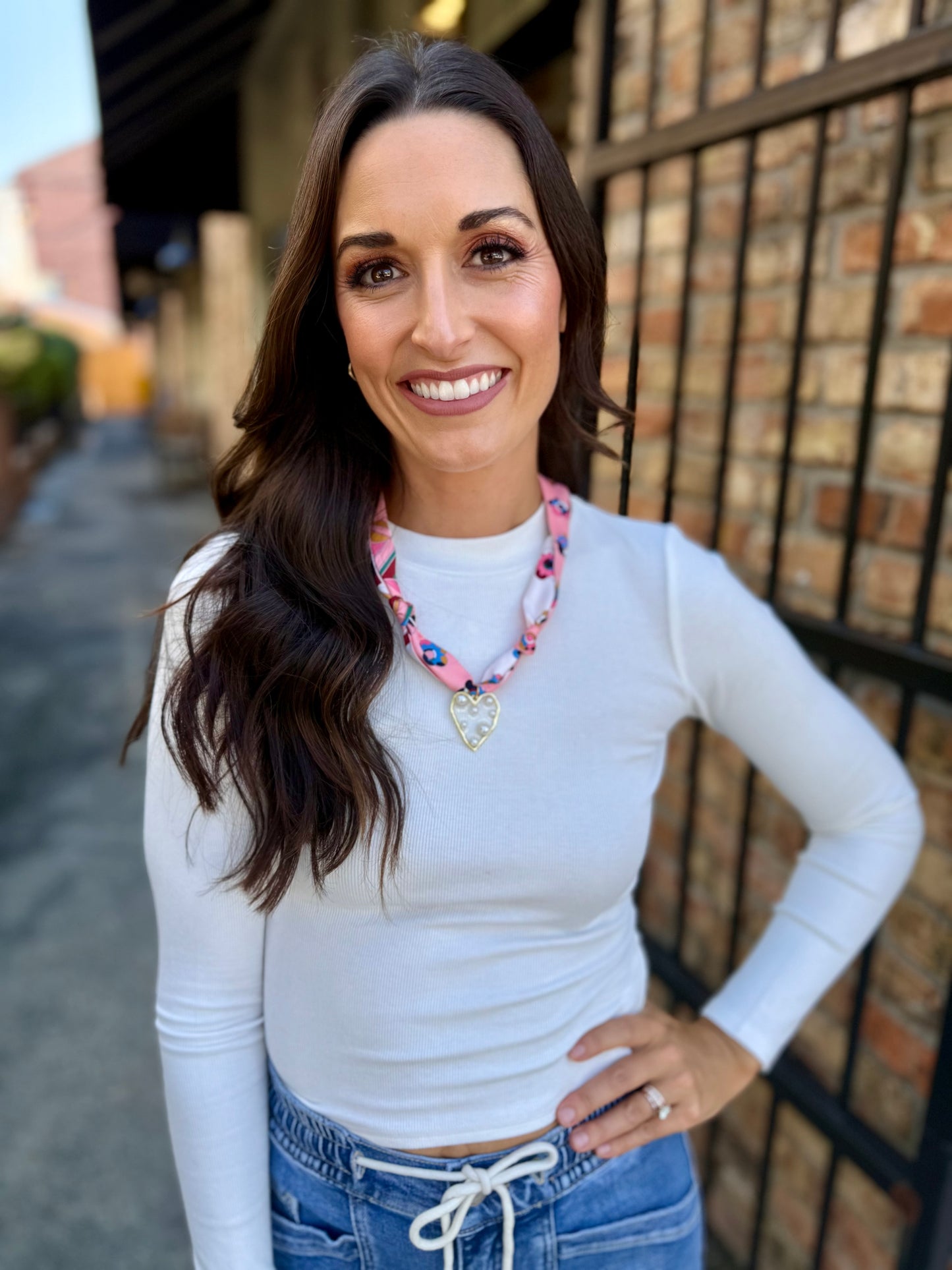 Scarf Necklace- Geo/Pearl Heart