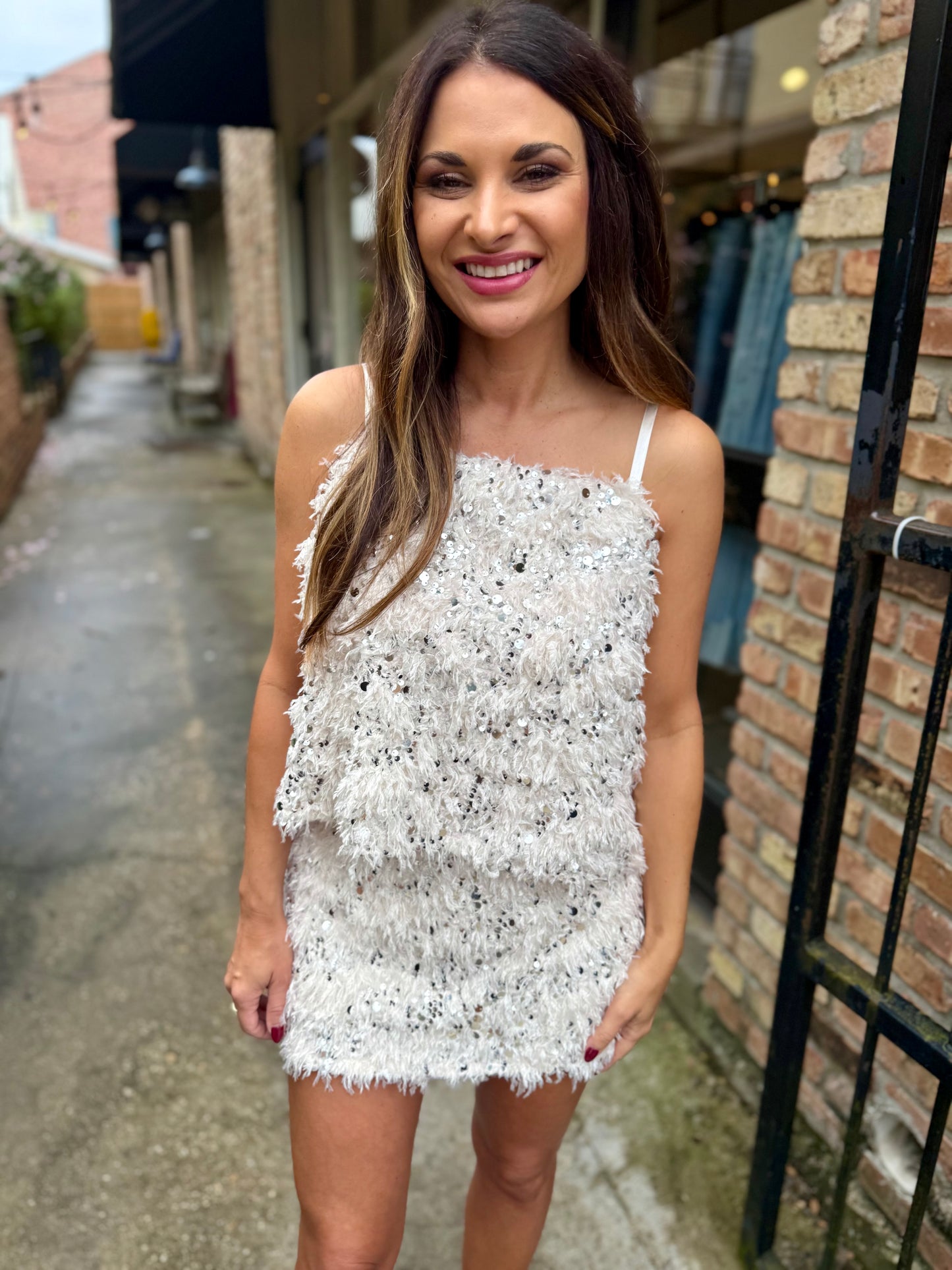 Cindi Feather Skort- Ivory