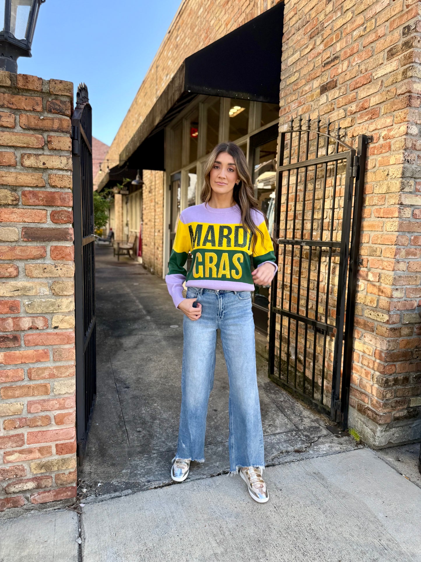 Mardi Gras Colorblock Sweater
