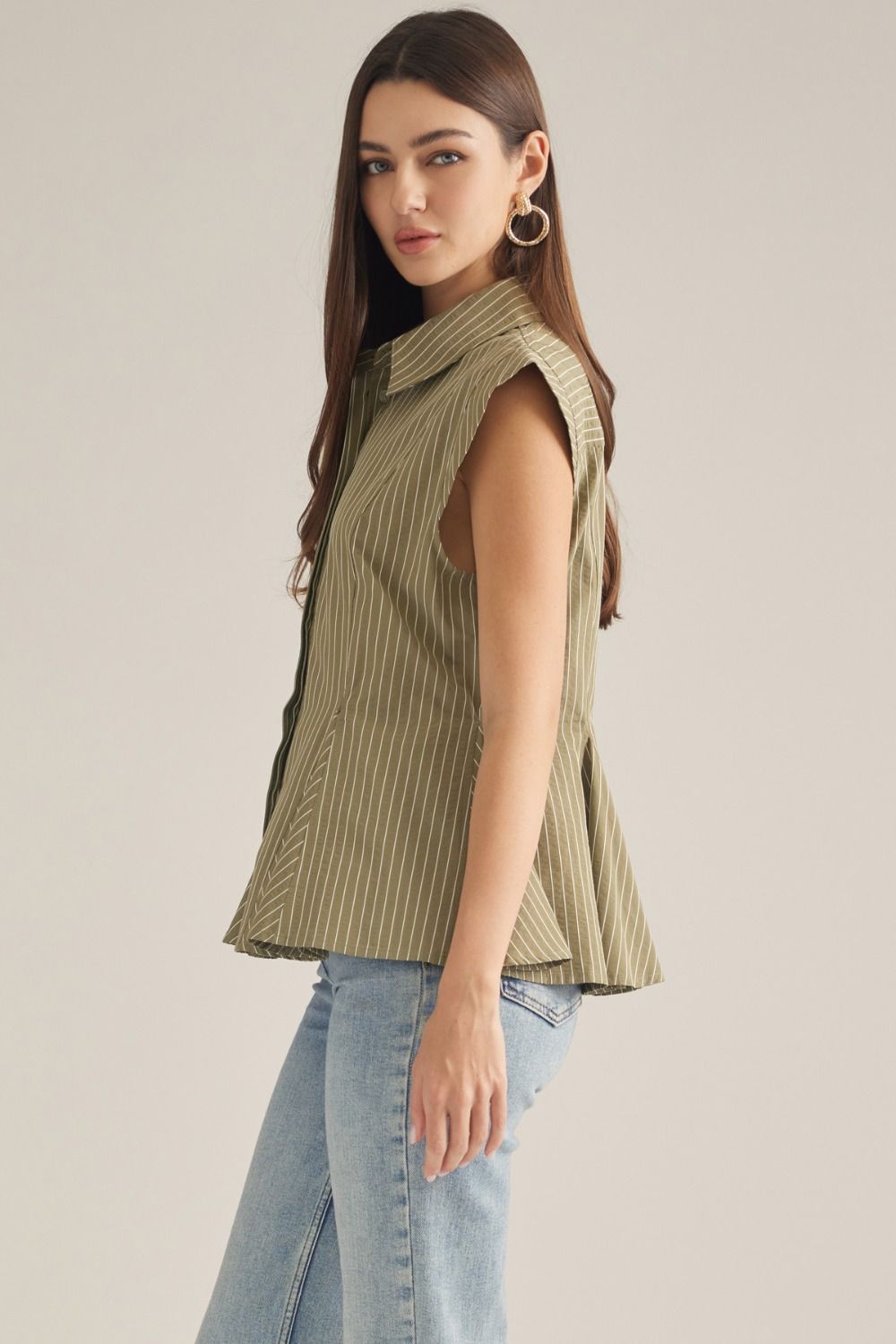 Ardis Stripe Top- Olive