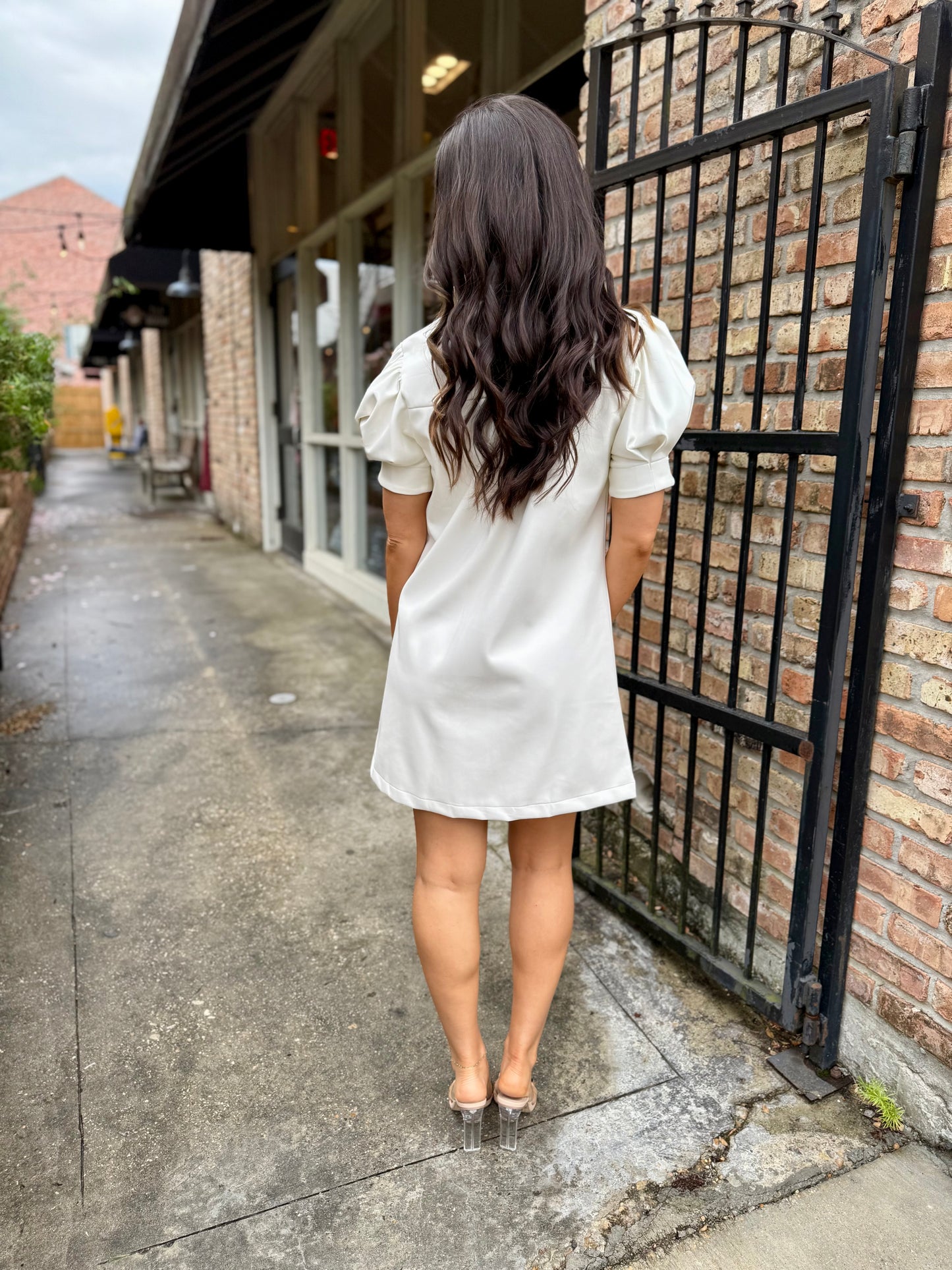 Vivienne Faux Leather Dress- White