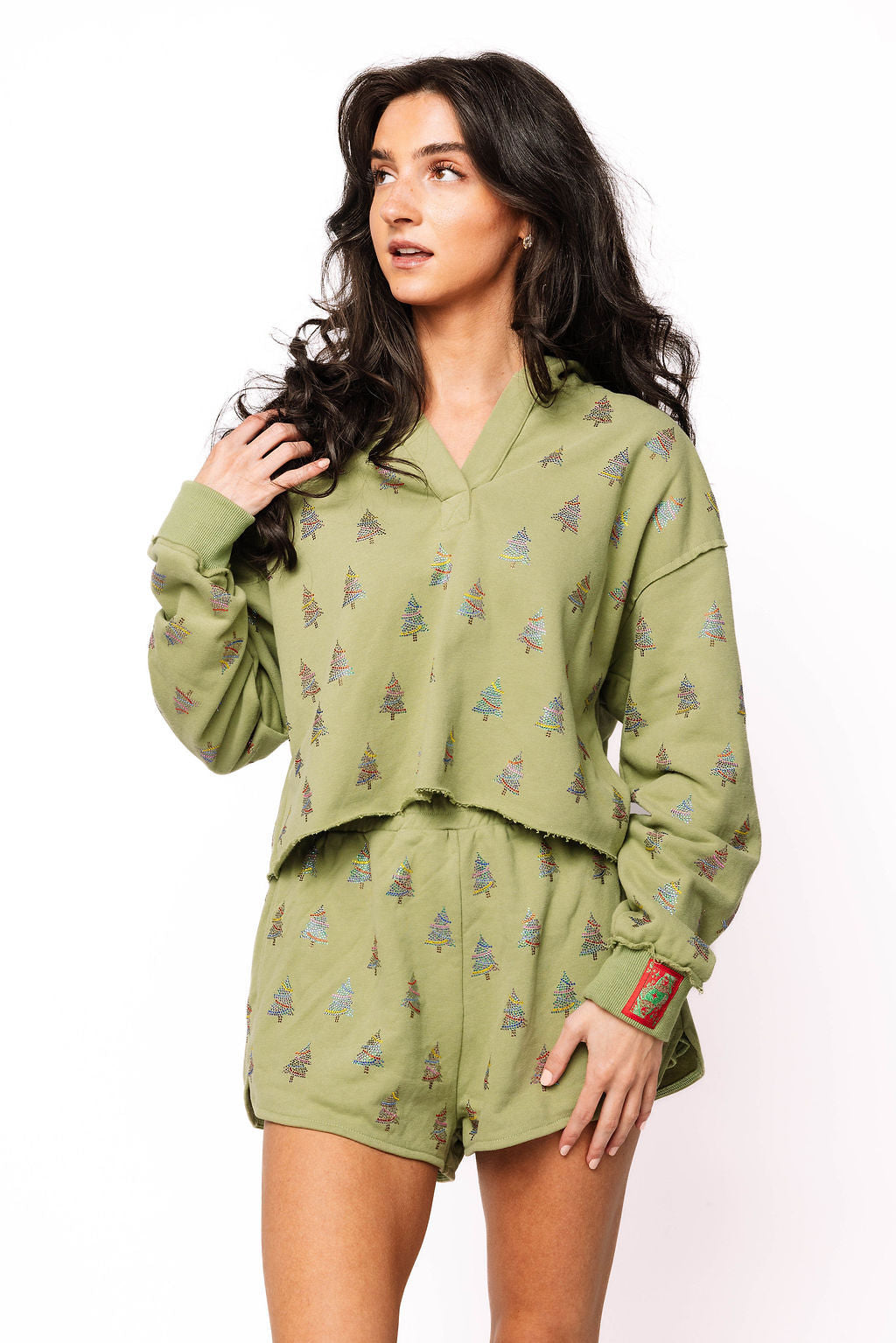 Scattered Tree Sweater- Mossy Green