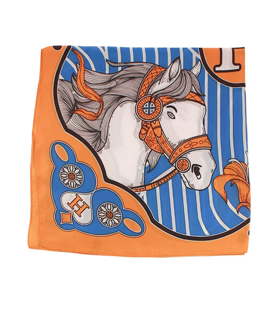 Bandana Scarf- Orange/Horse