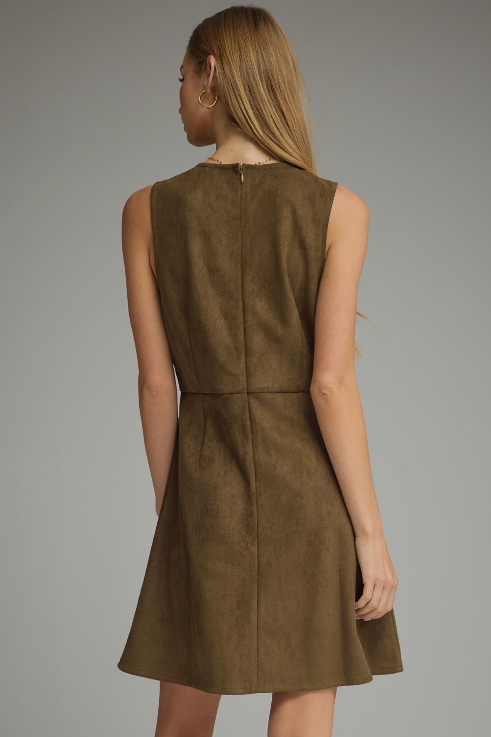 Horse Bit Suede Dress- Wood