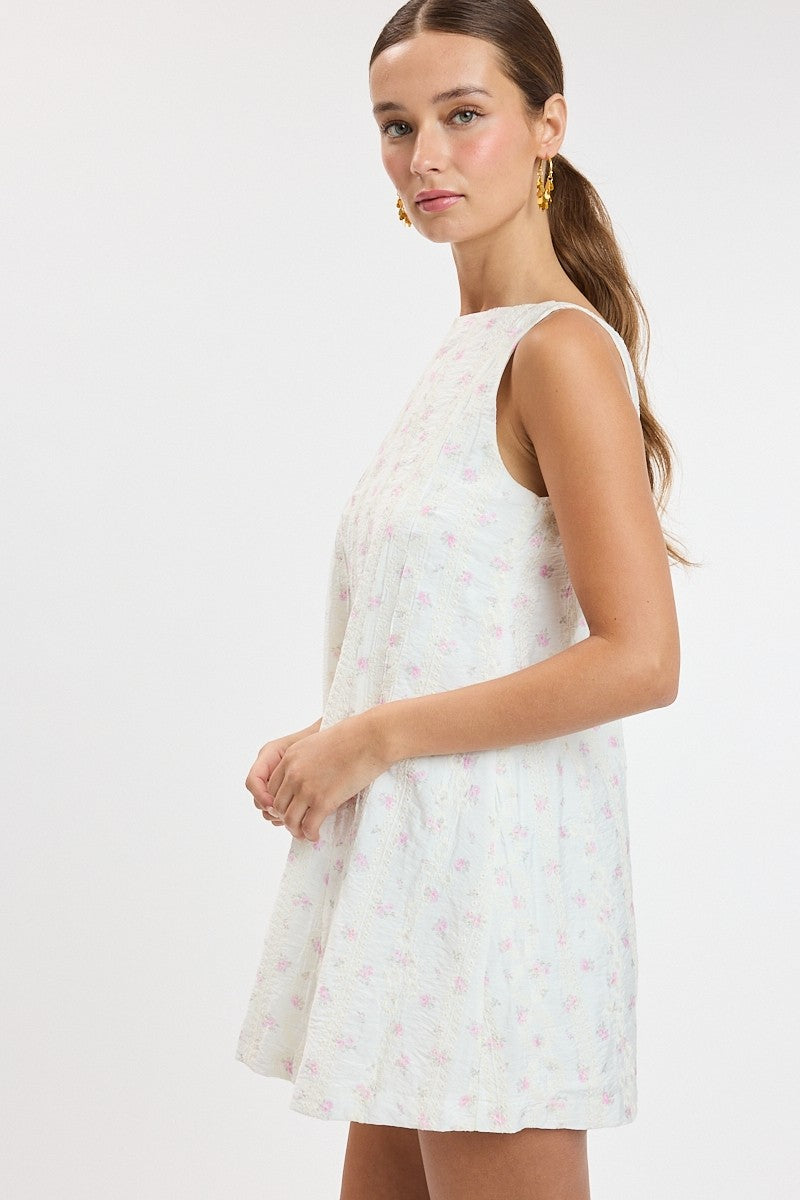 Ditsy Eyelet Mini Dress- Pink Pop