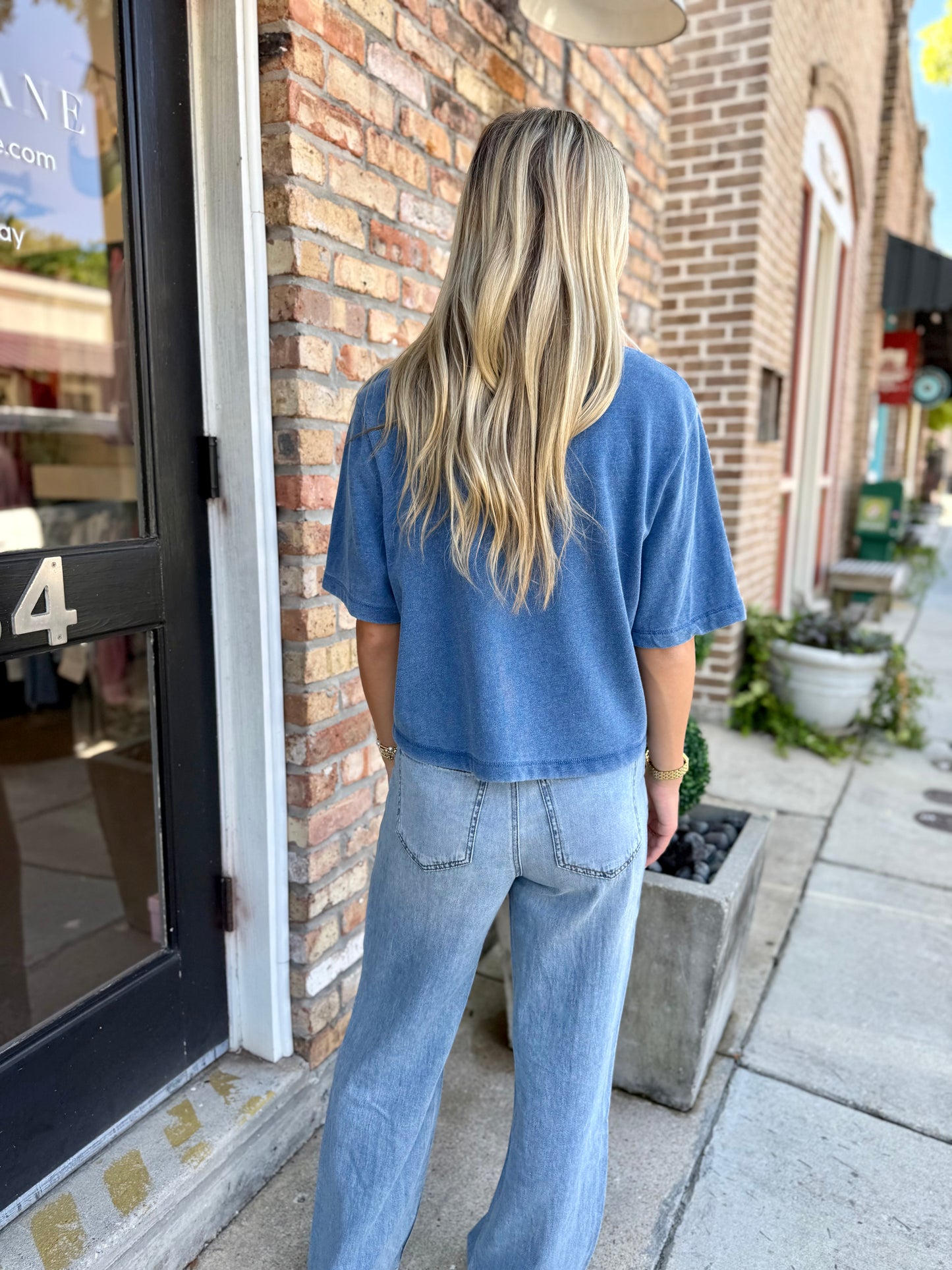 Z Supply Stellan Denim Top- Santorini Indigo