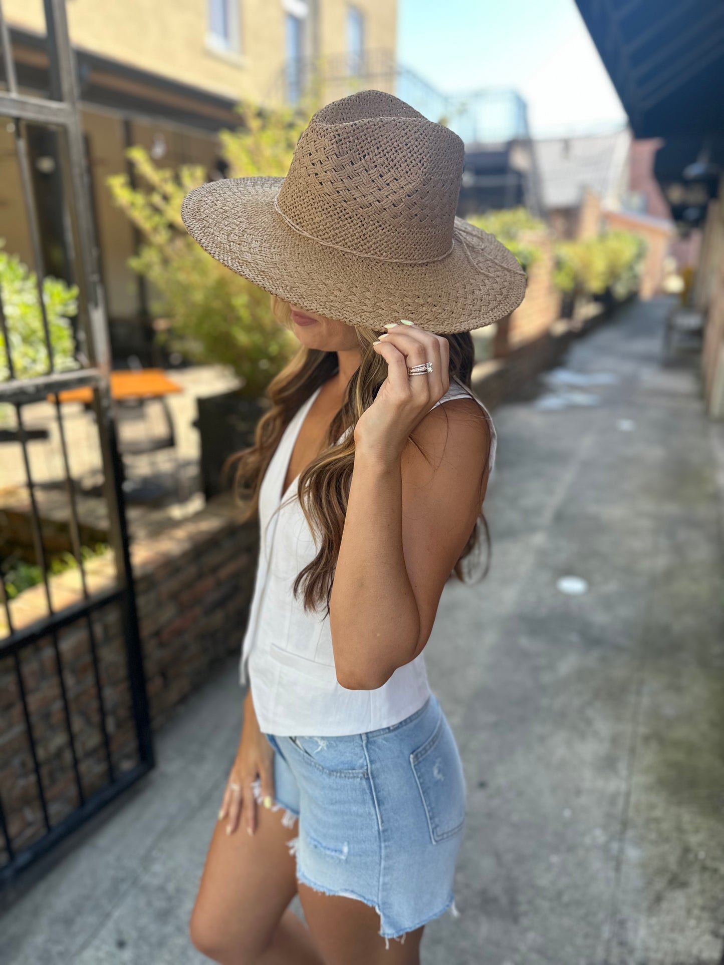Tropez Straw Braided Sun Hat- Khaki