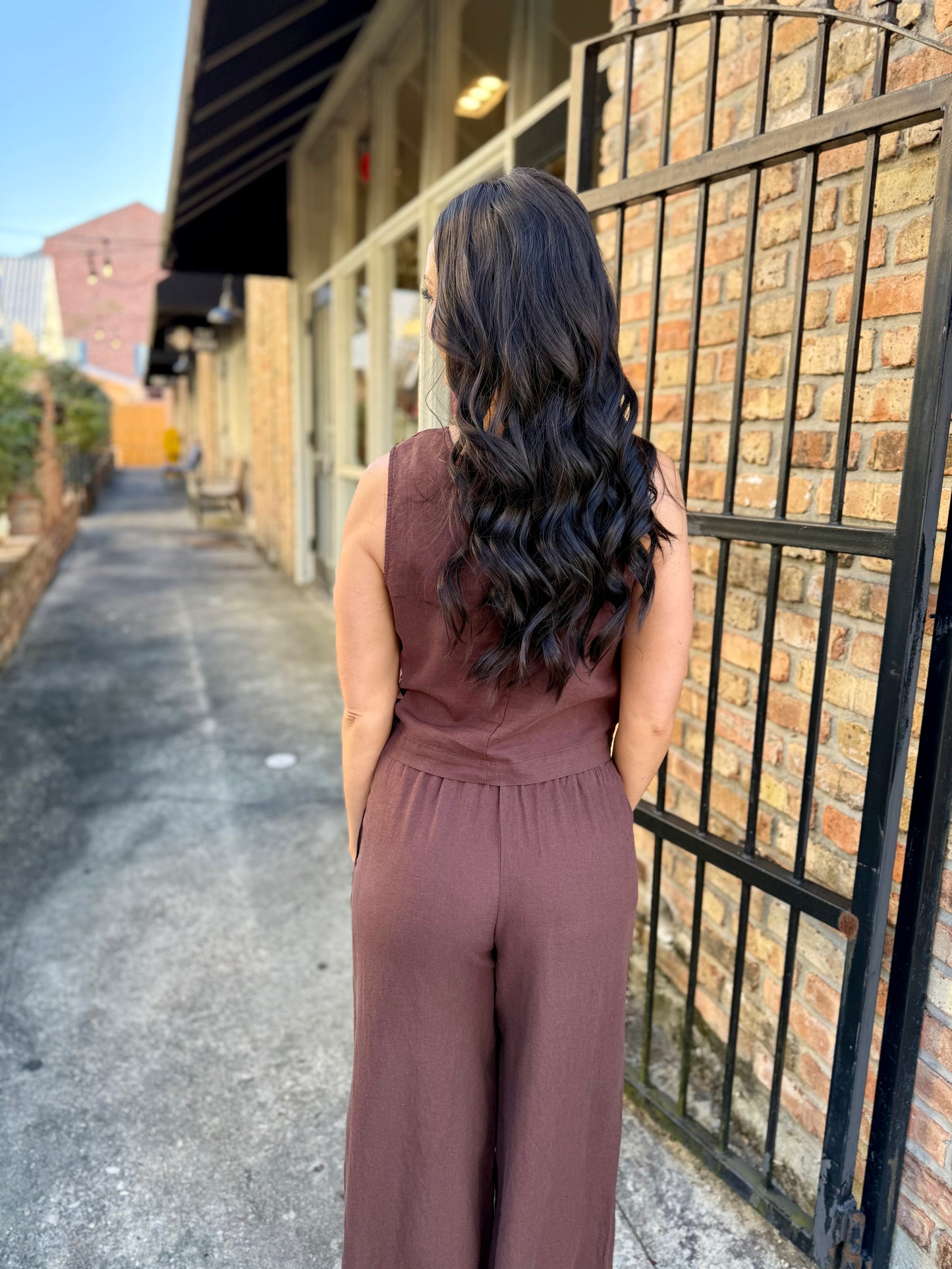 Z Supply Scout Linen Pant- Chocolate Cherry