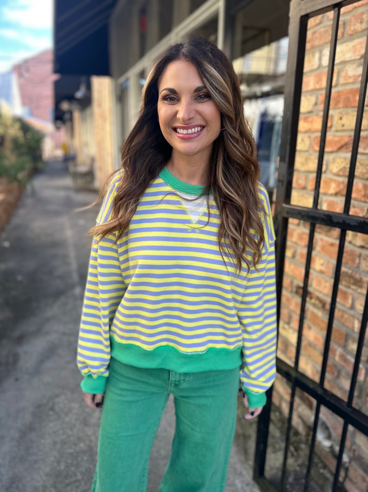 Mardi Metry Stripe Sweatshirt- Pastel