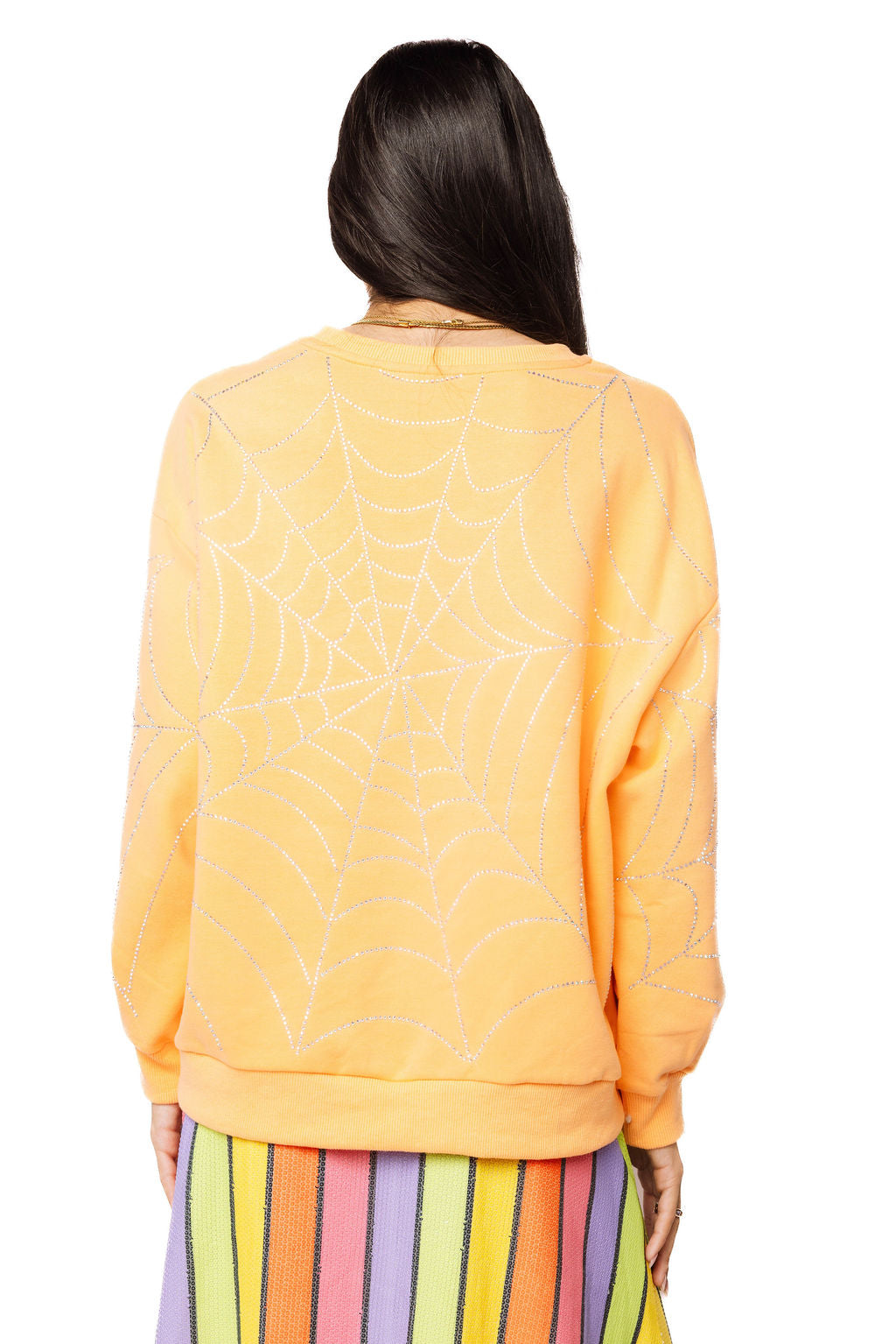 Oversized Spider On Web Sweatshirt- Orange