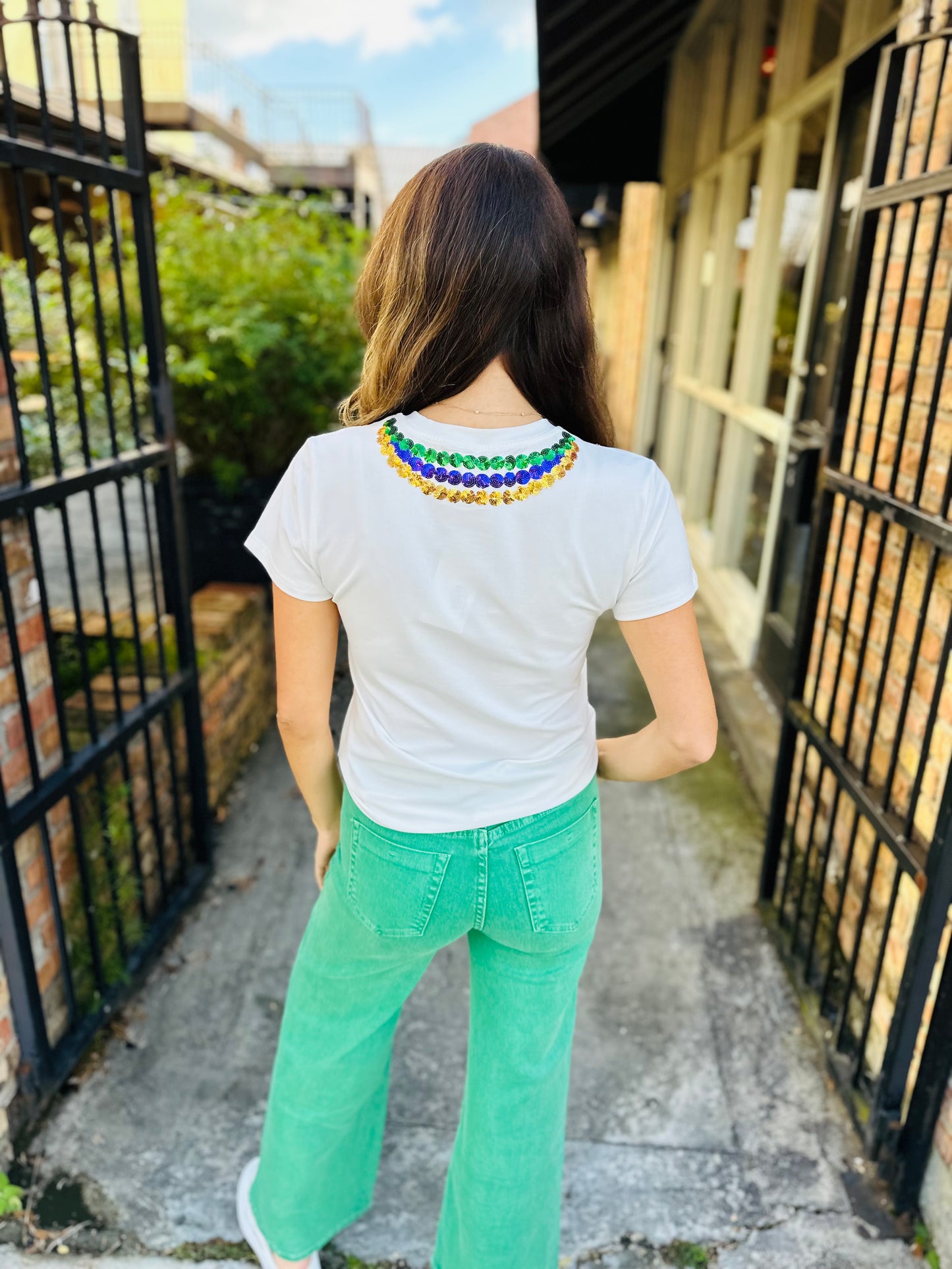 Mardi Gras Bead Shirt- White