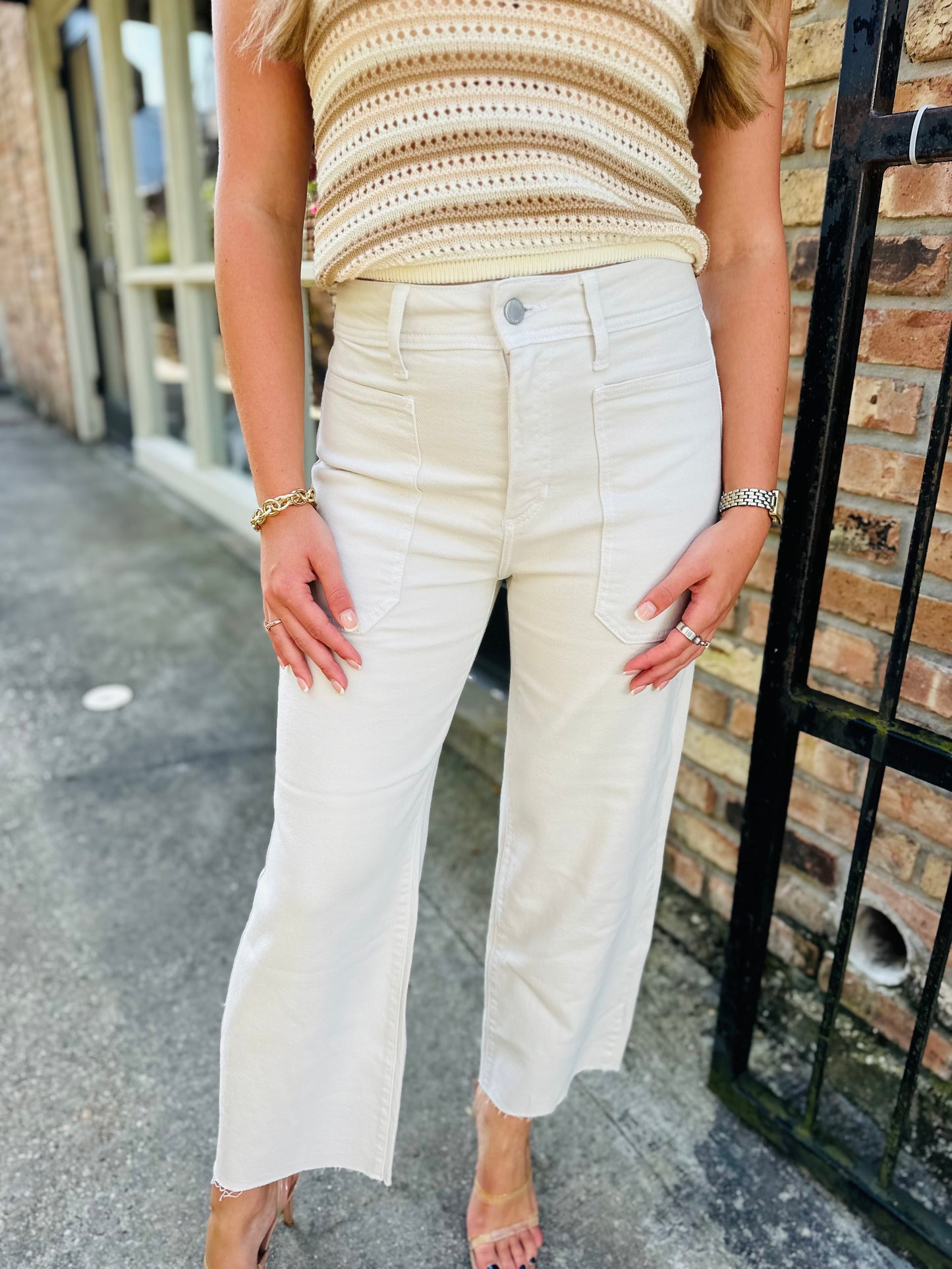 Tisha Striped Sweater Tank- Cream Multi