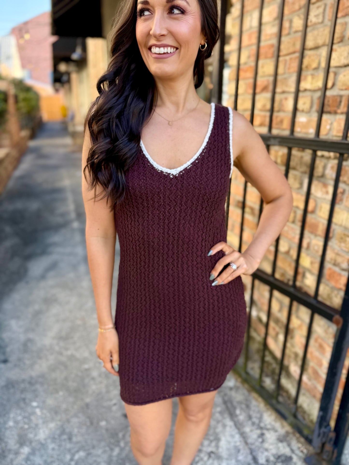 Z Supply Sorolla Crochet Cover Up- Chocolate Cherry