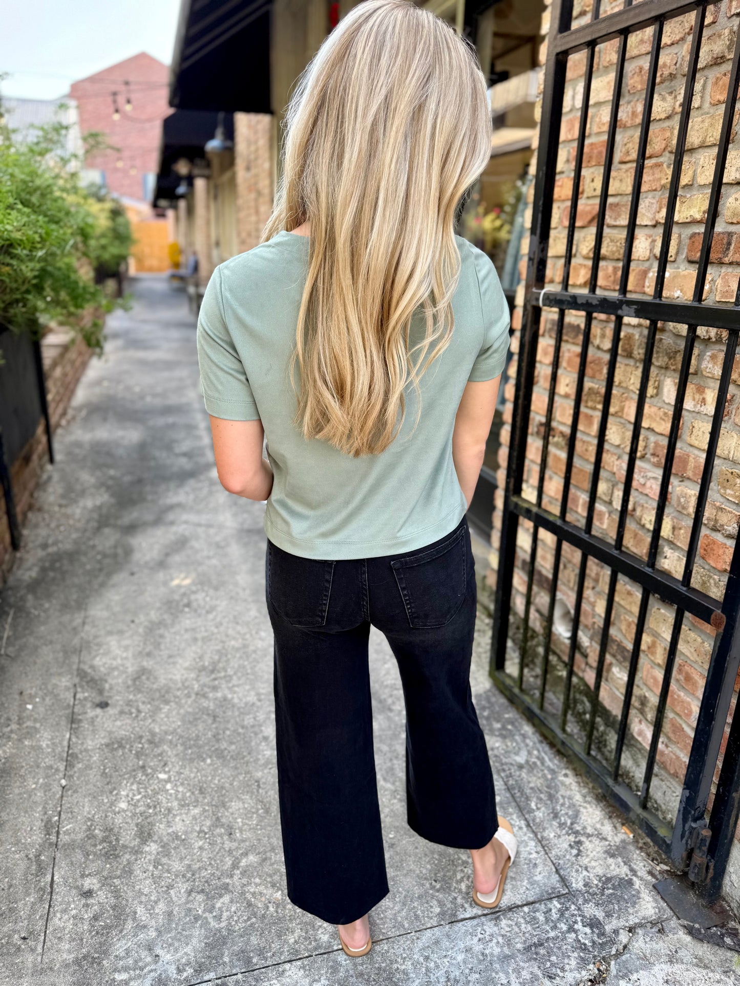 Ezra Suede Top- Jade Cream