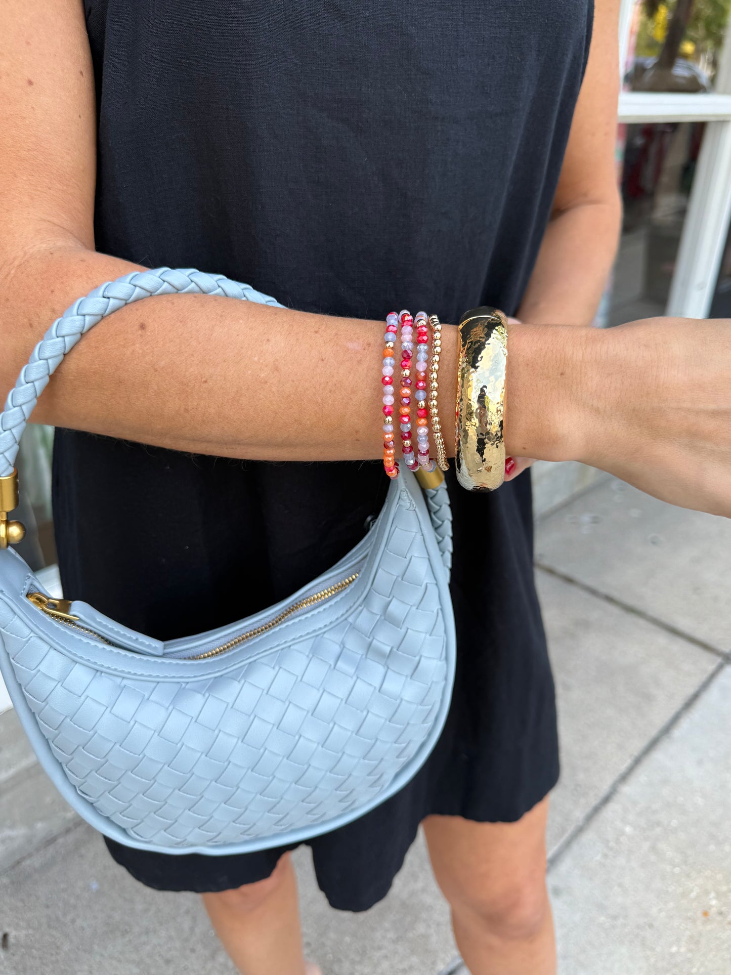 Keely Mini Woven Hobo- Light Blue