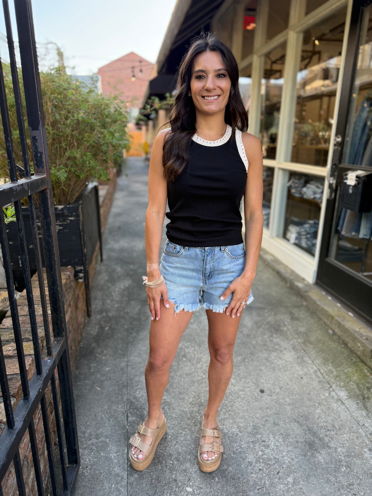 Boxy Denim Shorts- Med Blue