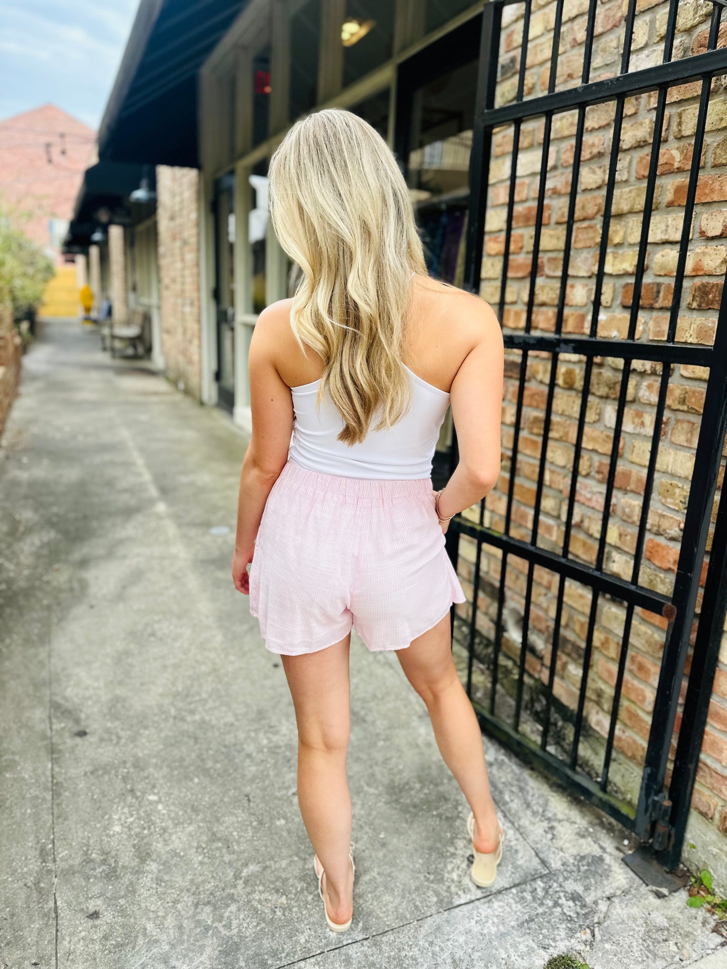 Jeremy Pin Striped Skort- Pink