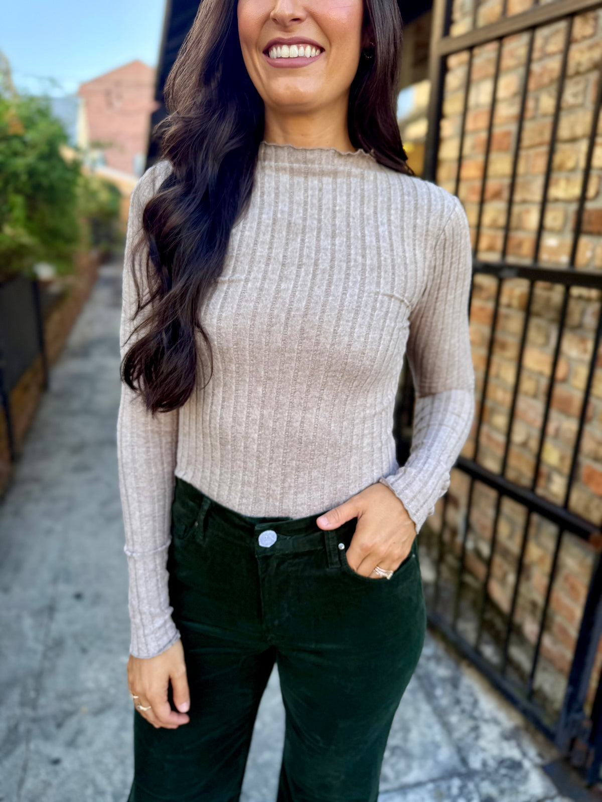 Meg (Evergreen Corduroy) HR Wide Leg Pant