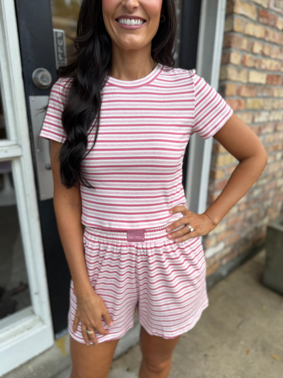 Nicole Striped Shorts- Pink/Rose