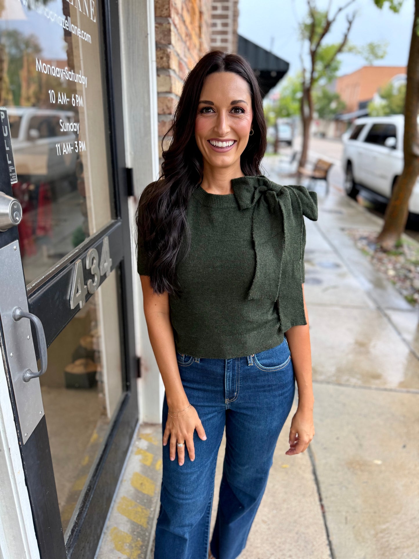 Ava Sweater Top- Olive
