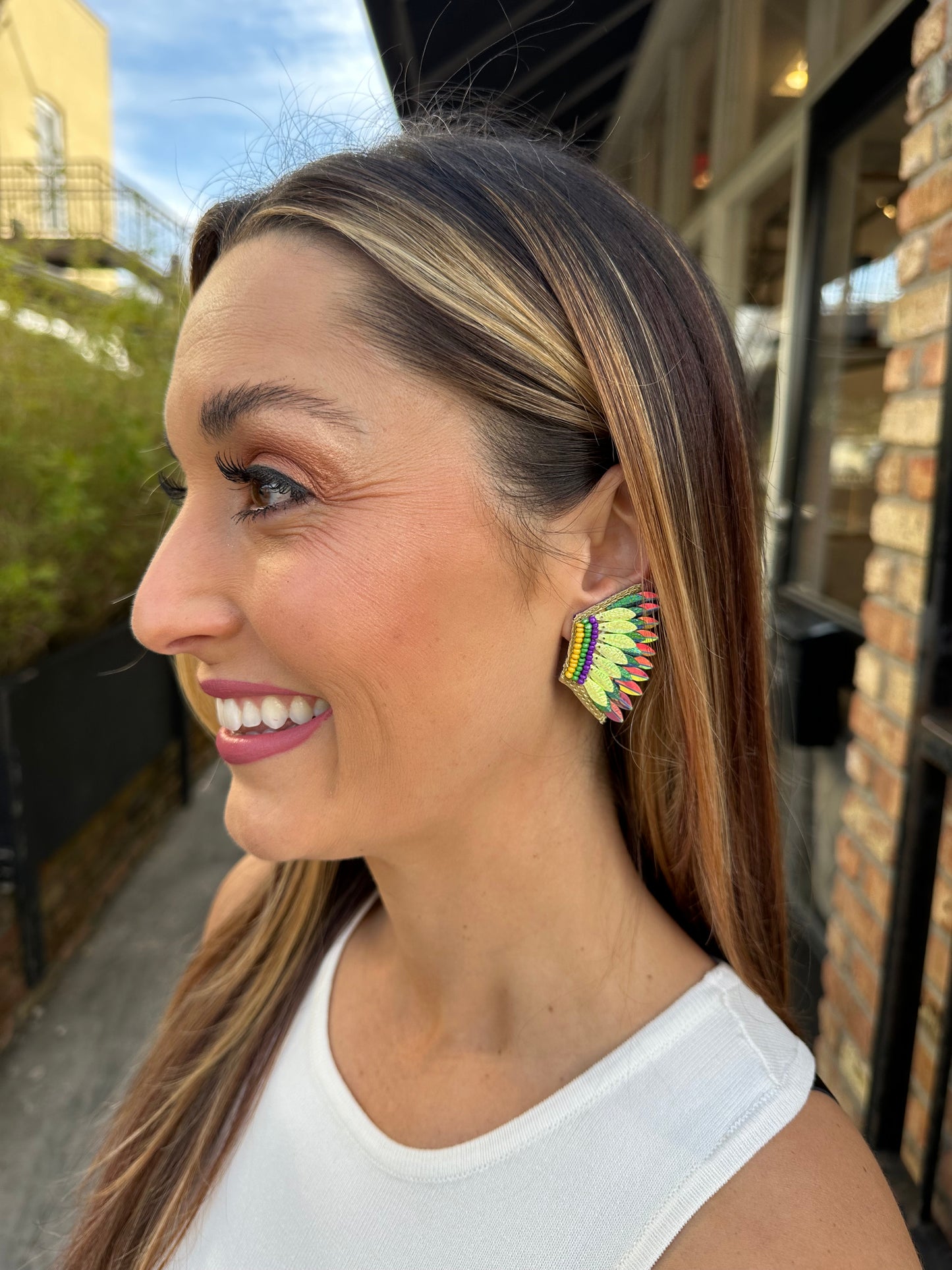 Mardi Gras Wing Earrings- PGG