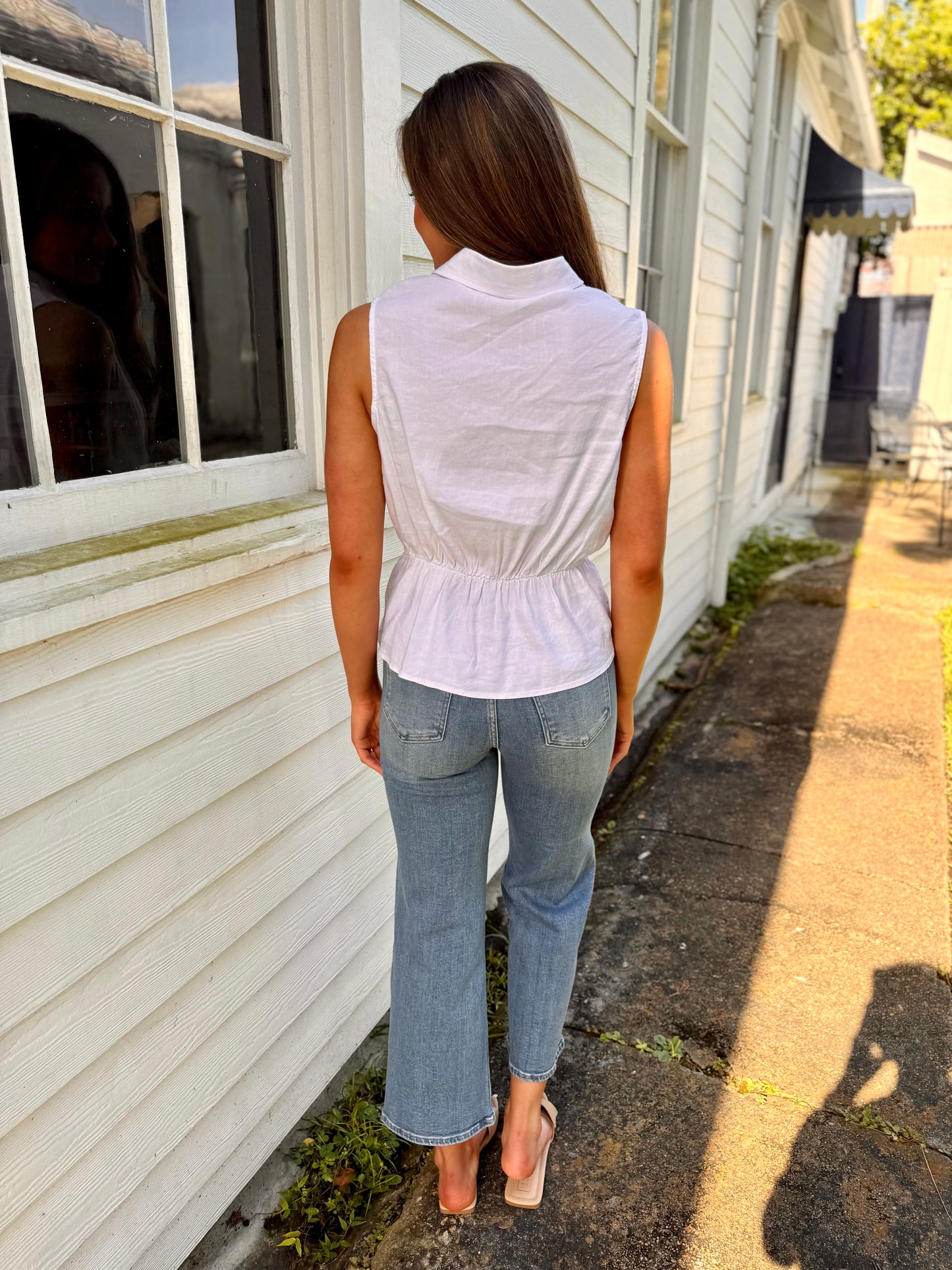 Sara Linen Top- White