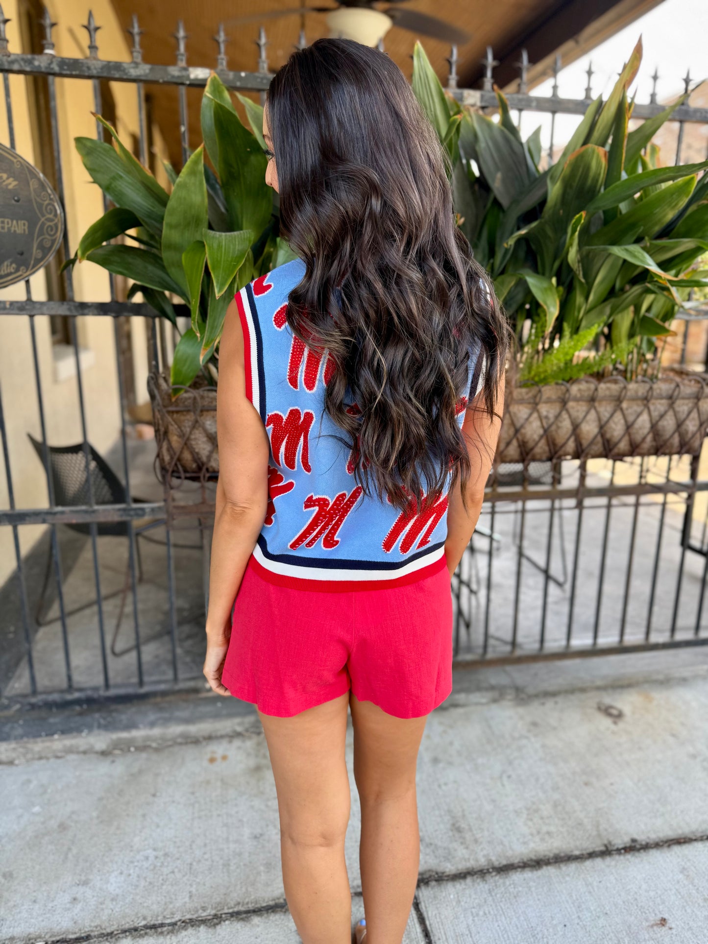 Queen Ole Miss Knit Button Up Vest