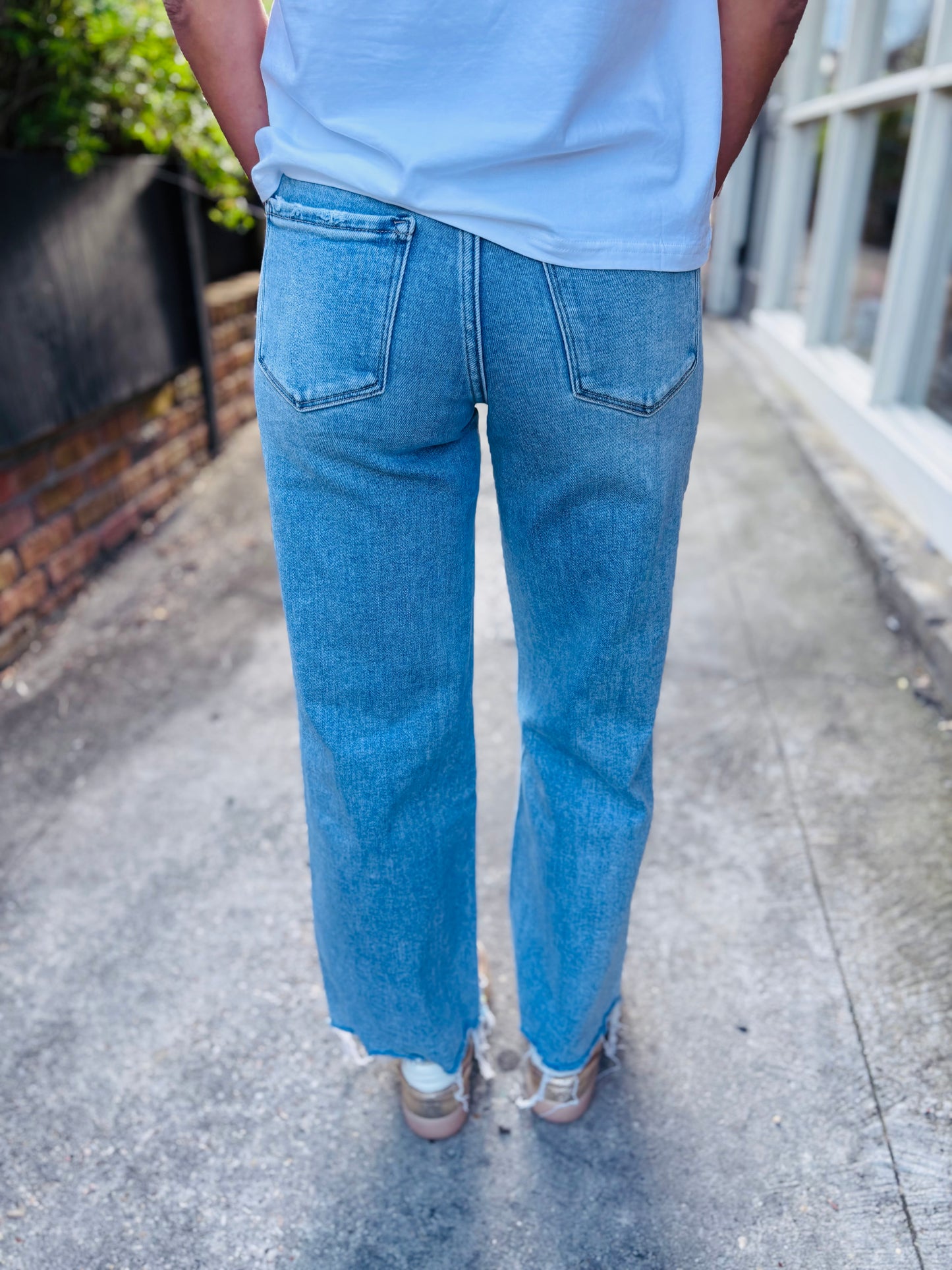 Surf Rider HR Distressed Wide Leg Denim