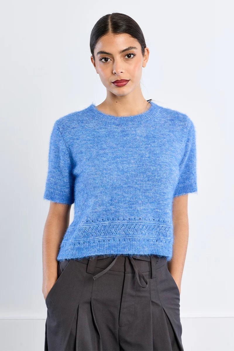 Alexi SS Sweater Top- Blue