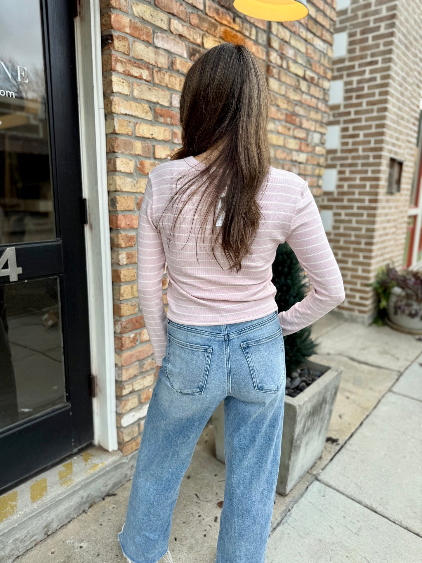 Z Supply Ferris Henley Striped Top- Pink